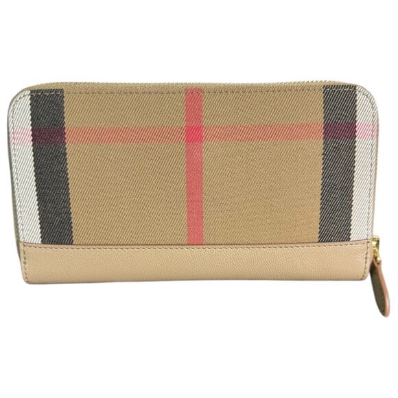 NWT Burberry Signature Plaid Canvas-Leather Long Wallet - Picture 1 of 13